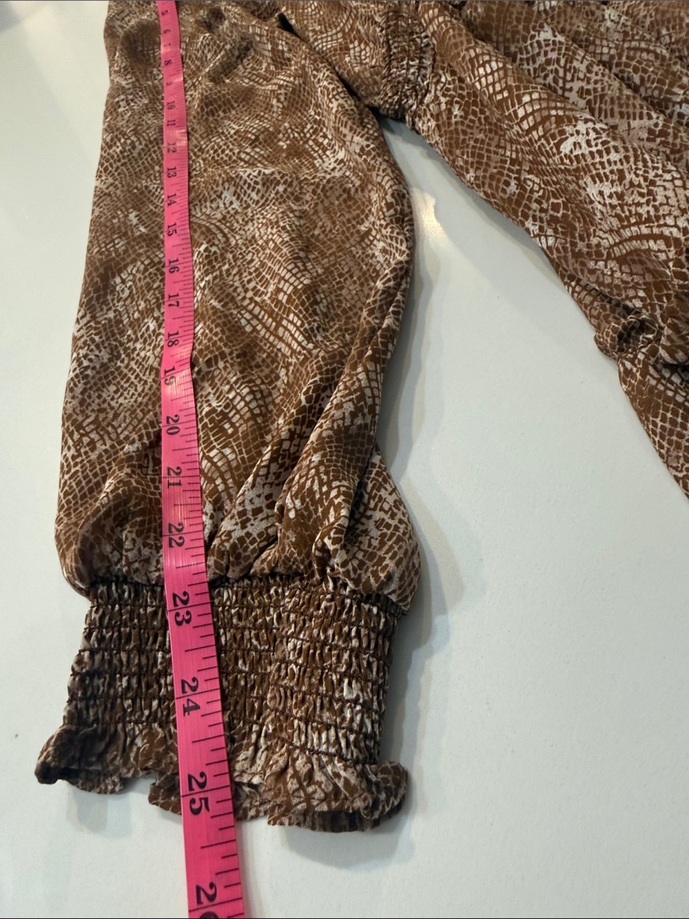 MINE Brown & Cream Snakeskin Ruffle Tier Mini Dress | Size L - Picture 14 of 14